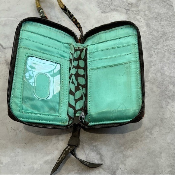 Vera Bradley Flower Shower All in One Carry it All Wristlet Wallet Brown - Picture 2 of 4